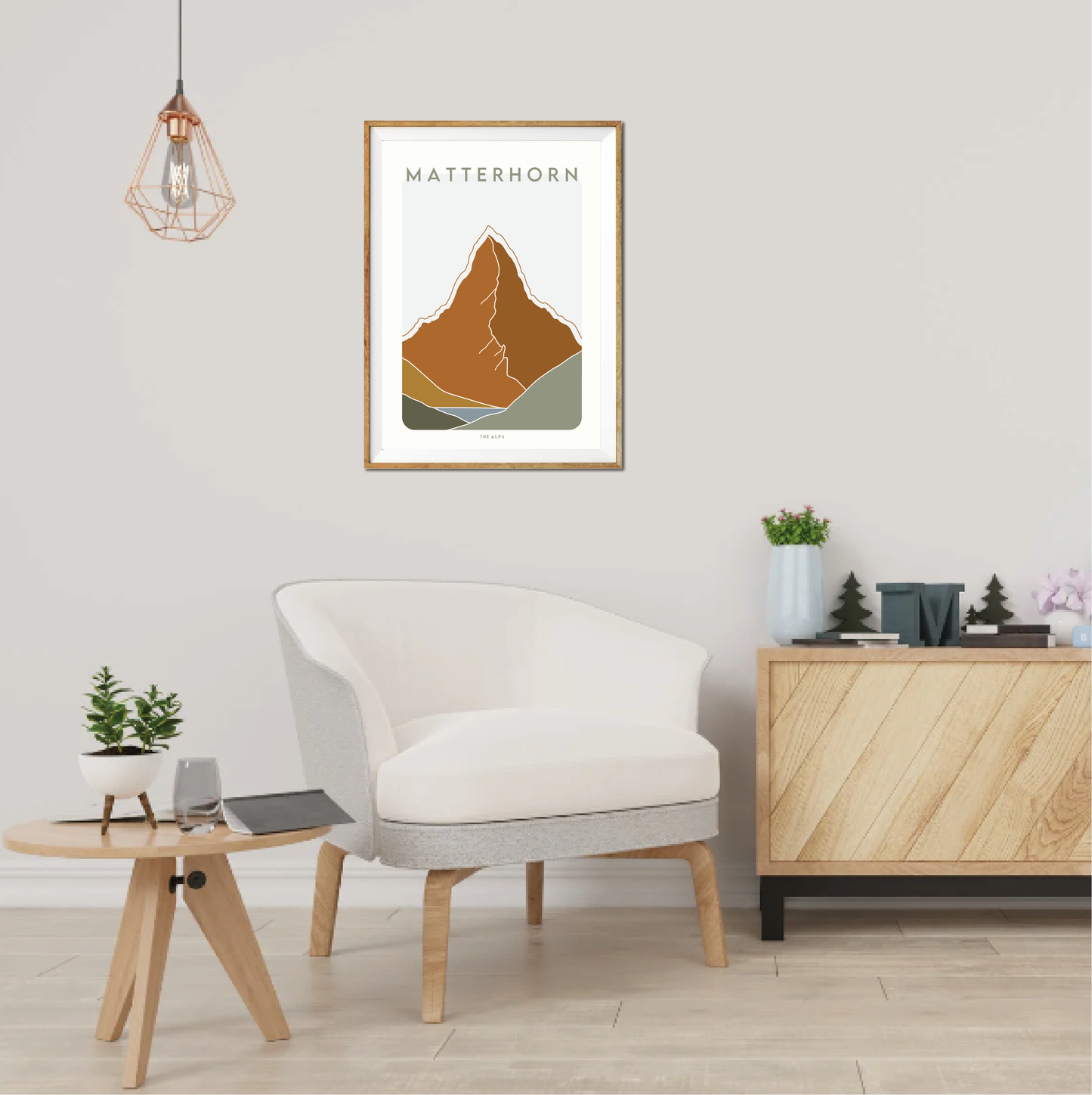 Matterhorn Retro Line Art Print